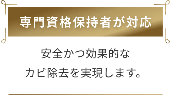 専門資格保持者が対応
安全かつ効果的なカビ除去を実現します。